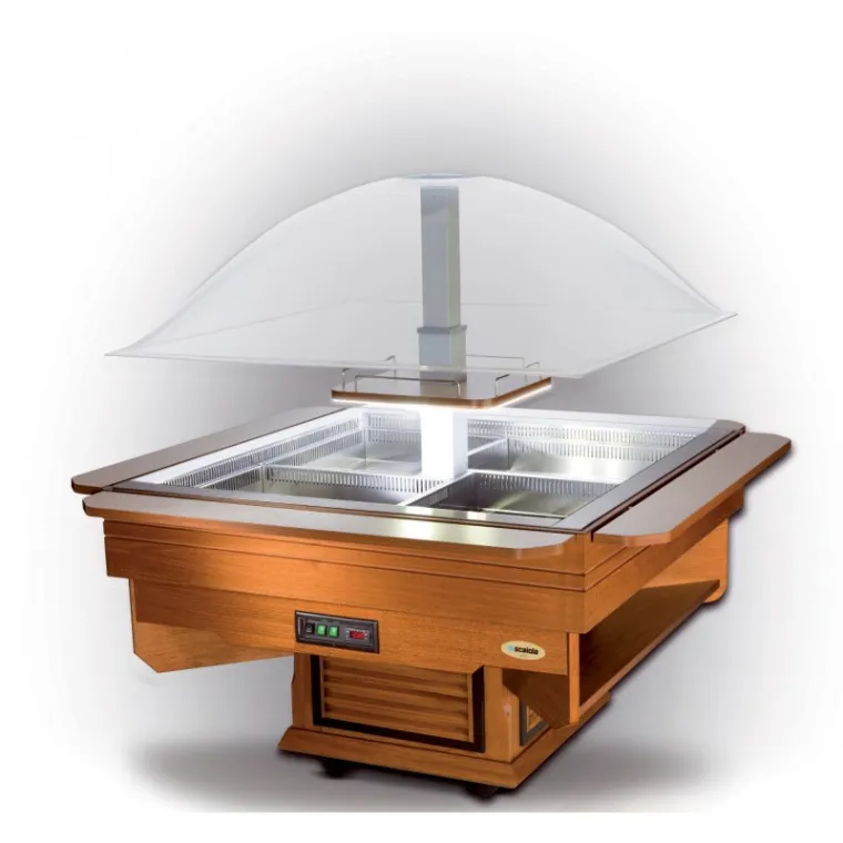 Buffet Réfrigéré Central Carré – 8 Bacs GN 1/1, Bordeaux, PRO EQUIPEMENT CHR